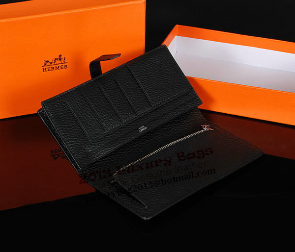 Hermes Bearn Japonaise Bi-Fold Wallet Original Leather A1018 Black Hermes Bearn Japonaise Bi-Fold Wallet Original Leather A1018 Black