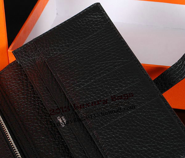 Hermes Bearn Japonaise Bi-Fold Wallet Original Leather A1018 Black Hermes Bearn Japonaise Bi-Fold Wallet Original Leather A1018 Black
