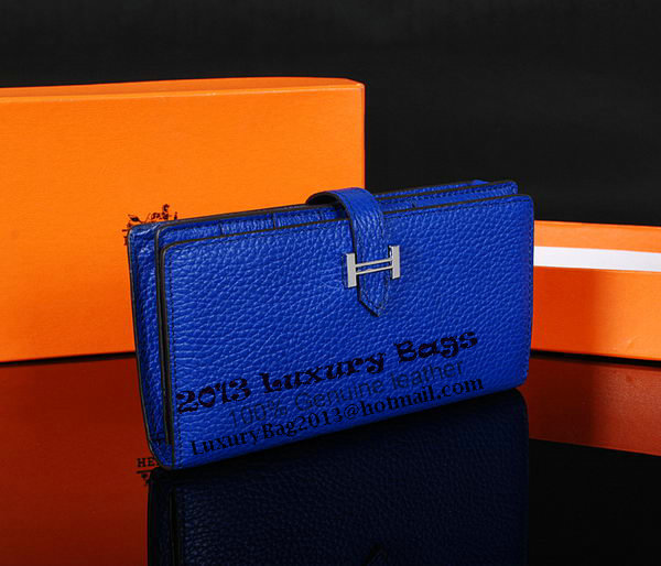 Hermes Bearn Japonaise Bi-Fold Wallet Original Leather A1018 Blue Hermes Bearn Japonaise Bi-Fold Wallet Original Leather A1018 Blue