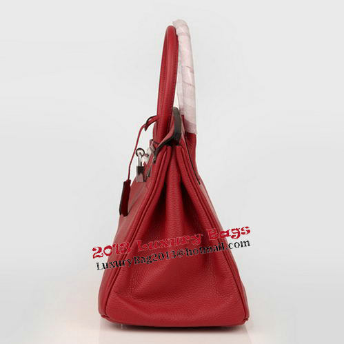 Hermes Birkin 30CM Tote Bag Burgundy Original Leather H30 Silver