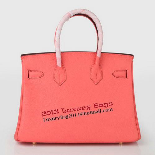 Hermes Birkin 30CM Tote Bag Light Red Original Leather H30 Gold