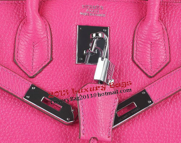 Hermes Birkin 30CM Tote Bags Light Rosy Grainy Leather Silver