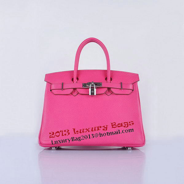 Hermes Birkin 30CM Tote Bags Light Rosy Grainy Leather Silver