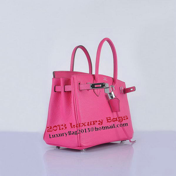Hermes Birkin 30CM Tote Bags Light Rosy Grainy Leather Silver