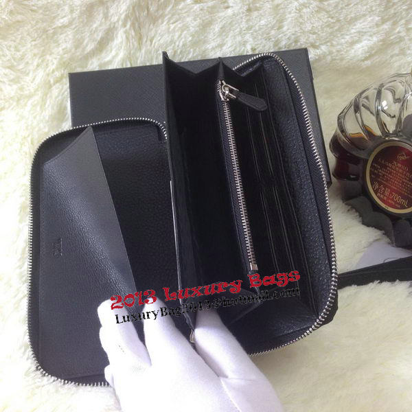Prada Grainy Leather Large Zippy Wallets Black Prada Grainy Leather Large Zippy Wallets Black
