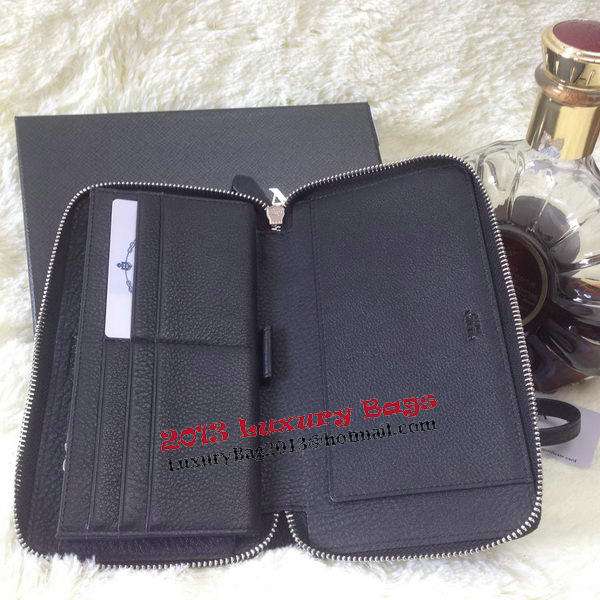Prada Grainy Leather Large Zippy Wallets Black Prada Grainy Leather Large Zippy Wallets Black