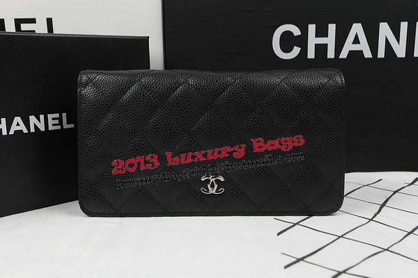 Chanel Bi-Fold Wallet Black Original Cannage Pattern A31509 Silver Chanel Bi-Fold Wallet Black Original Cannage Pattern A31509 Silver