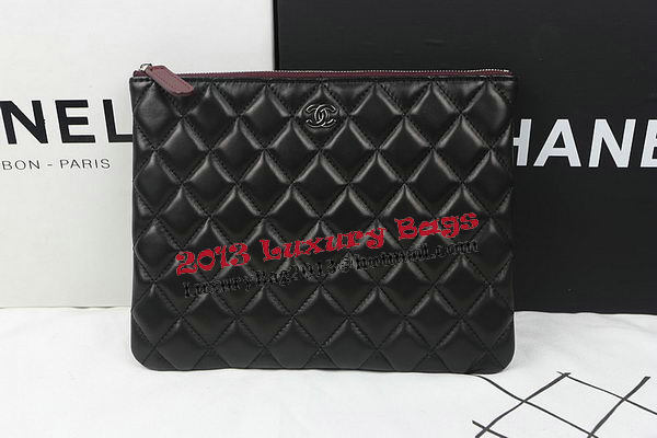 Chanel Clutch Bag Black Original Sheepskin A69254 A69253 A69252 Silver