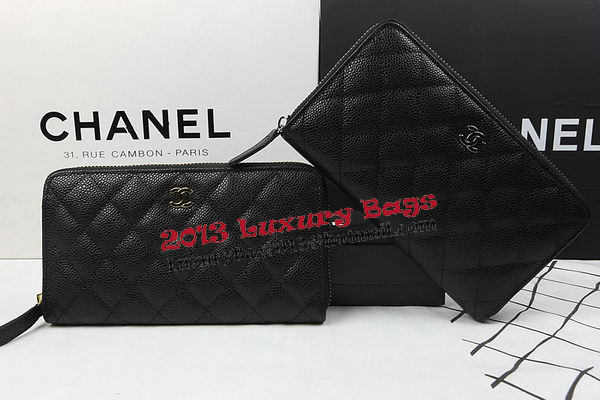Chanel Matelasse Zip Around Wallet Black Cannage Pattern A50097 Gold Chanel Matelasse Zip Around Wallet Black Cannage Pattern A50097 Gold