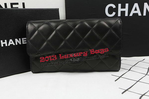 Chanel Tri-Fold Wallet Black Original Sheppskin A31506 Silver Chanel Tri-Fold Wallet Black Original Sheppskin A31506 Silver
