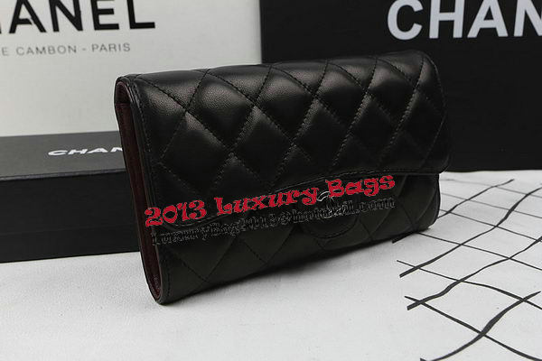 Chanel Tri-Fold Wallet Black Original Sheppskin A31506 Silver Chanel Tri-Fold Wallet Black Original Sheppskin A31506 Silver