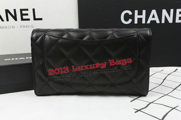 Chanel Tri-Fold Wallet Black Original Sheppskin A31506 Silver Chanel Tri-Fold Wallet Black Original Sheppskin A31506 Silver