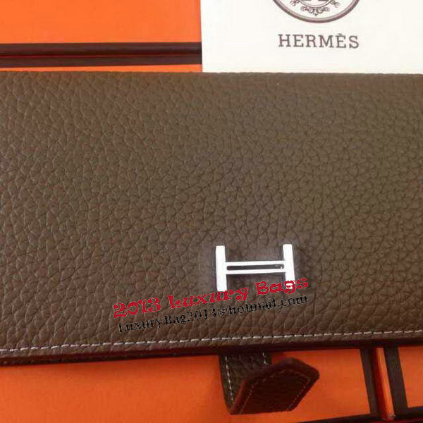 Hermes Bearn Japonaise Grainy Leather Wallet H8622W Grey Hermes Bearn Japonaise Grainy Leather Wallet H8622W Grey