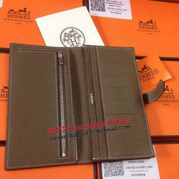 Hermes Bearn Japonaise Grainy Leather Wallet H8622W Grey Hermes Bearn Japonaise Grainy Leather Wallet H8622W Grey