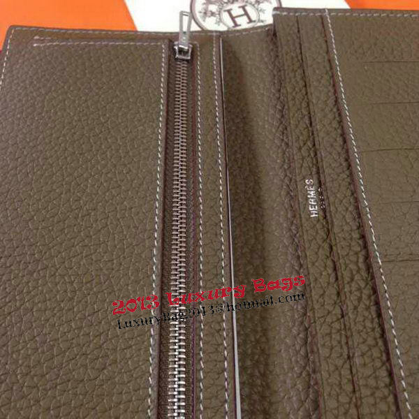 Hermes Bearn Japonaise Grainy Leather Wallet H8622W Grey Hermes Bearn Japonaise Grainy Leather Wallet H8622W Grey