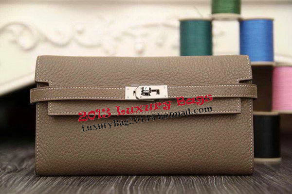 Hermes Kelly Wallet Togo Leather Bi-Fold Purse HA708W Gray Hermes Kelly Wallet Togo Leather Bi-Fold Purse HA708W Gray
