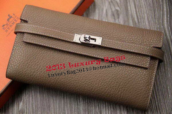 Hermes Kelly Wallet Togo Leather Bi-Fold Purse HA708W Gray Hermes Kelly Wallet Togo Leather Bi-Fold Purse HA708W Gray