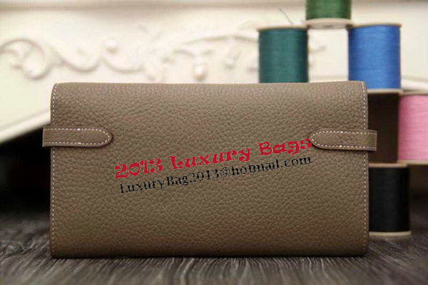 Hermes Kelly Wallet Togo Leather Bi-Fold Purse HA708W Gray Hermes Kelly Wallet Togo Leather Bi-Fold Purse HA708W Gray