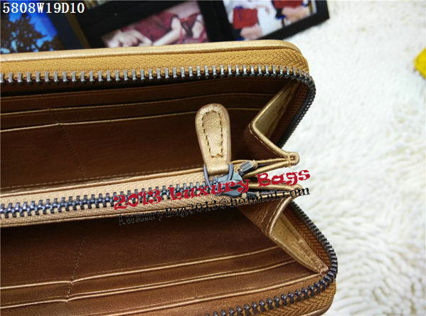 Bottega Veneta Intrecciato Nappa Zip Around Wallet BV5808 Gold Bottega Veneta Intrecciato Nappa Zip Around Wallet BV5808 Gold