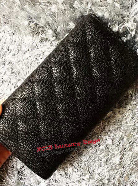 Chanel Tri-Fold Wallet Cannage Pattern Leather A48656 Black Chanel Tri-Fold Wallet Cannage Pattern Leather A48656 Black
