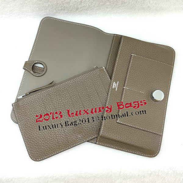 Hermes Dogon Combined Wallet Litchi Leather A508 Khaki Hermes Dogon Combined Wallet Litchi Leather A508 Khaki
