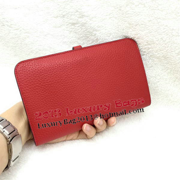 Hermes Dogon Combined Wallet Litchi Leather A508 Red Hermes Dogon Combined Wallet Litchi Leather A508 Red