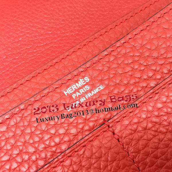 Hermes Dogon Combined Wallet Litchi Leather A508 Red Hermes Dogon Combined Wallet Litchi Leather A508 Red