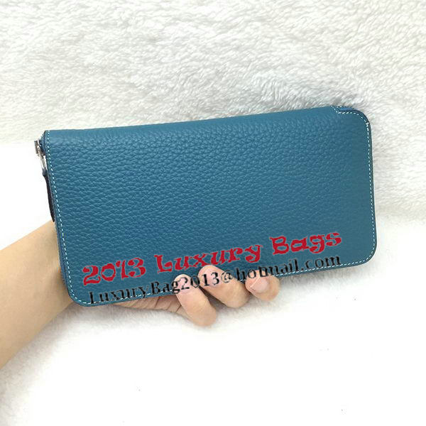 Hermes Evelyn Long Zip Wallet Litchi A808 Blue Hermes Evelyn Long Zip Wallet Litchi A808 Blue