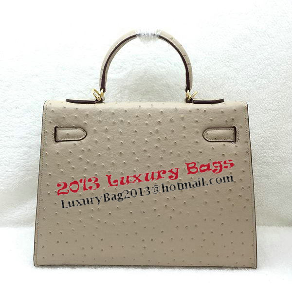Hermes Kelly 32cm Shoulder Bag Ostrich Leather K32LI Apricot