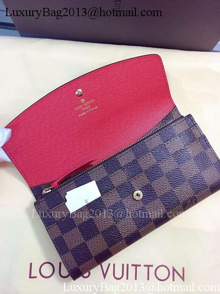 Louis Vuitton Damier Ebene Canvas Emilie Wallet Rouge M60136 Red Louis Vuitton Damier Ebene Canvas Emilie Wallet Rouge M60136 Red