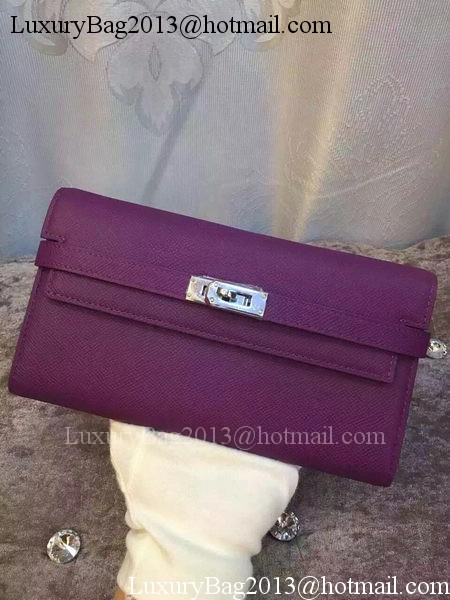 Hermes Kelly Wallet Epsom Leather H009 Purple Hermes Kelly Wallet Epsom Leather H009 Purple