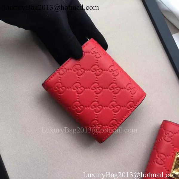 Gucci Signature Leather Padlock Wallet 453155 Red Gucci Signature Leather Padlock Wallet 453155 Red