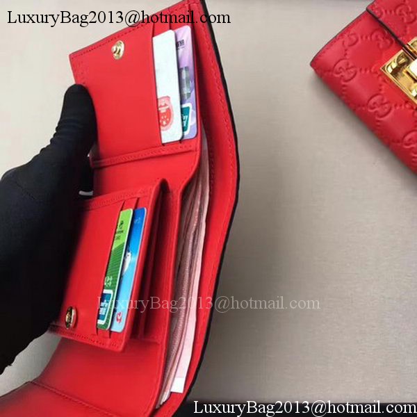 Gucci Signature Leather Padlock Wallet 453155 Red Gucci Signature Leather Padlock Wallet 453155 Red