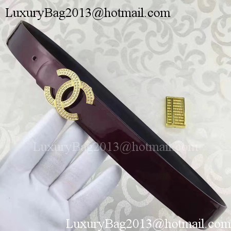 Chanel 30mm Patent Leather Belt CH5230 Wine Chanel 30mm Patent Leather Belt CH5230 Wine