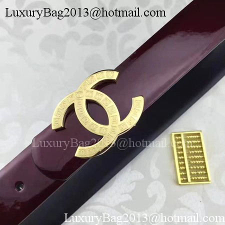 Chanel 30mm Patent Leather Belt CH5231 Wine Chanel 30mm Patent Leather Belt CH5231 Wine