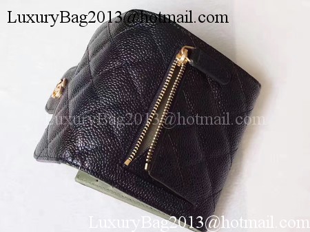 Chanel Tri-Fold Wallet Cannage Pattern Leather A48981 Black Chanel Tri-Fold Wallet Cannage Pattern Leather A48981 Black