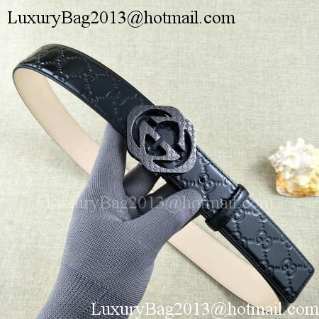 Gucci 38mm Leather Black Belt GG57098 Silver Gucci 38mm Leather Black Belt GG57098 Silver