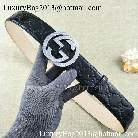 Gucci 38mm Leather Black Belt GG57099 Silver Gucci 38mm Leather Black Belt GG57099 Silver