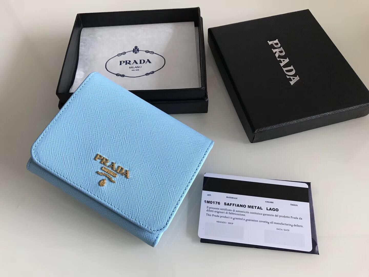 Prada Saffiano Leather Tri-Fold Wallet 1MH524 Prada Saffiano Leather Tri-Fold Wallet 1MH524