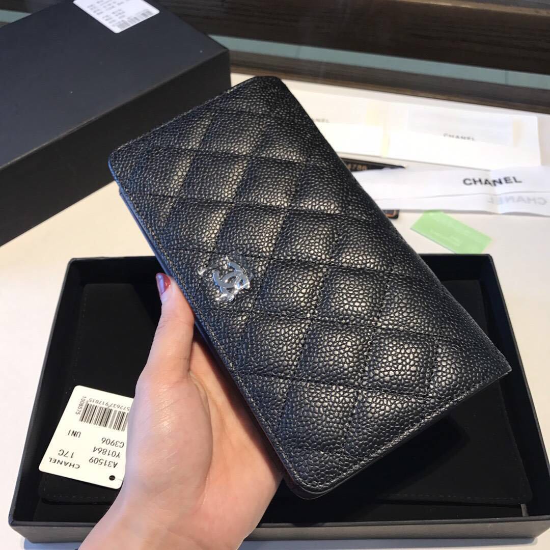 Chanel Caviar Calfskin Leather Bi-Fold Wallet CH8176 Black Chanel Caviar Calfskin Leather Bi-Fold Wallet CH8176 Black