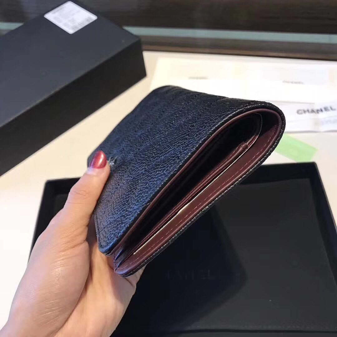Chanel Caviar Calfskin Leather Bi-Fold Wallet CH8176 Black Chanel Caviar Calfskin Leather Bi-Fold Wallet CH8176 Black
