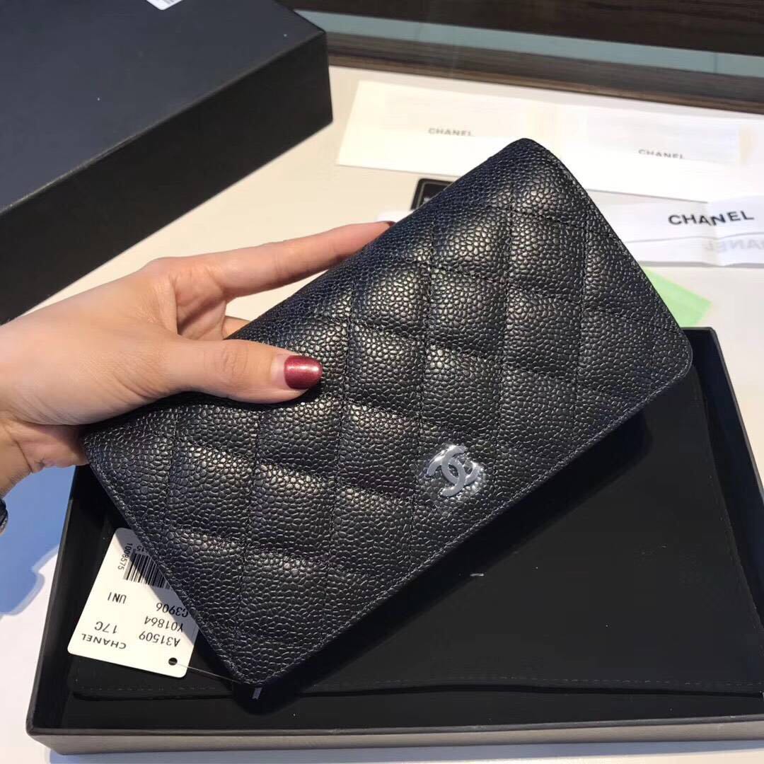 Chanel Caviar Calfskin Leather Bi-Fold Wallet CH8176 Black Chanel Caviar Calfskin Leather Bi-Fold Wallet CH8176 Black
