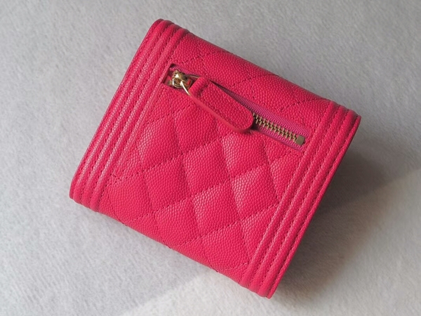 Chanel Tri-Fold Wallet Calfskin Leather A48980 Peach