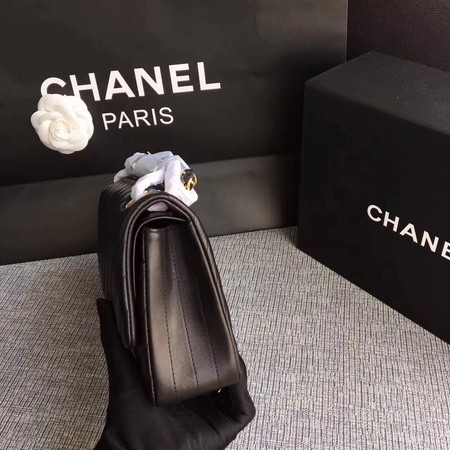 Chanel Flap Shoulder Bag Black Original Sheepskin Leather CF1112V Gold