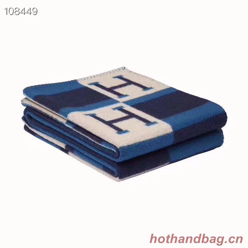 Hermes Lambswool & Cashmere Shawl & Blanket 71152 Navy Hermes Lambswool & Cashmere Shawl & Blanket 71152 Navy