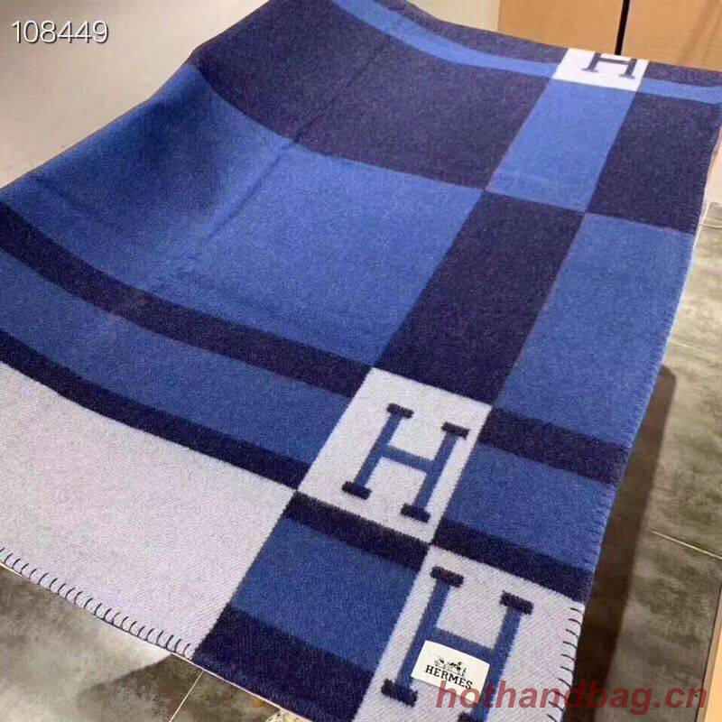 Hermes Lambswool & Cashmere Shawl & Blanket 71152 Navy Hermes Lambswool & Cashmere Shawl & Blanket 71152 Navy