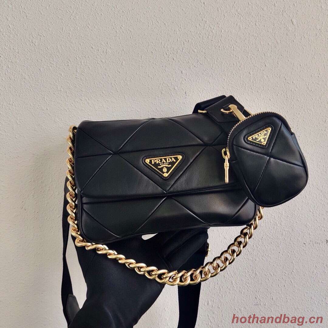 Prada Gaufre nappa leather shoulder bag 1BD292A black