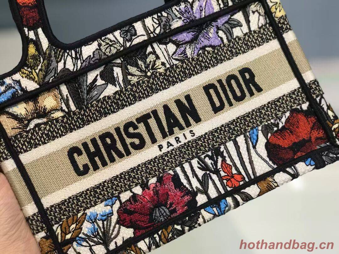 MINI DIOR BOOK TOTE Multicolor Mille Fleurs Embroidery S5475Z