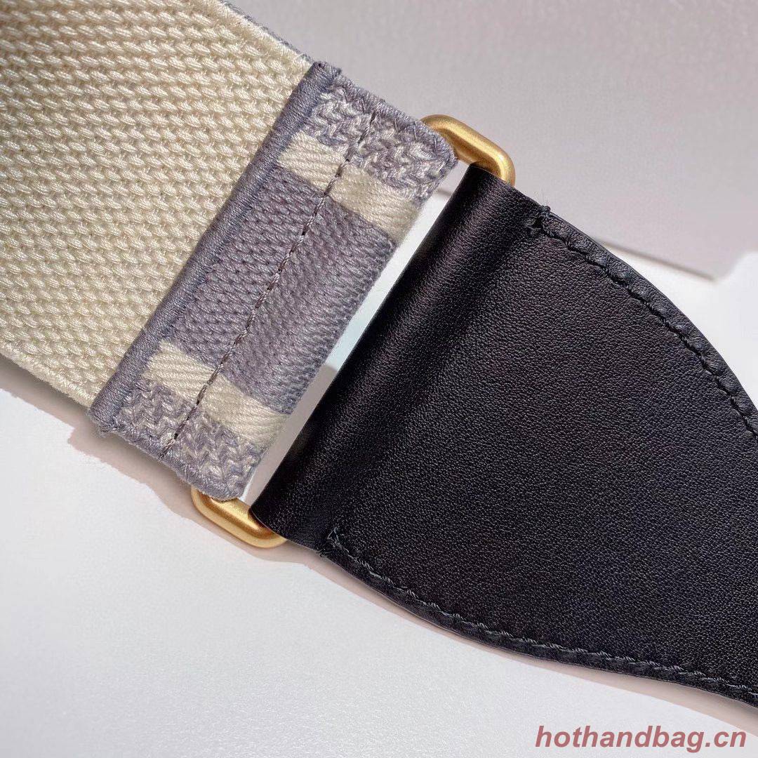 Dior Belt 65 mm Embroidered Canvas M928 Gray & Cream Dior Belt 65 mm Embroidered Canvas M928 Gray & Cream