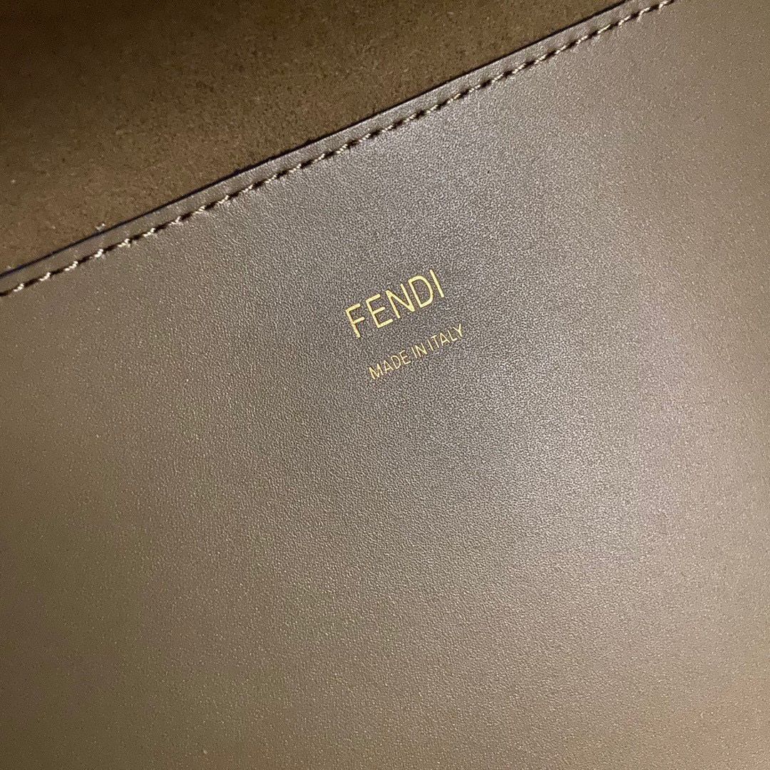 FENDI SUNSHINE Medium Snakeskin Logo Flannel Togo shopper Bag 36553B Gray